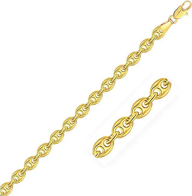 Main image of 4.7mm 14k Yellow Gold Puffed Mariner Anklet