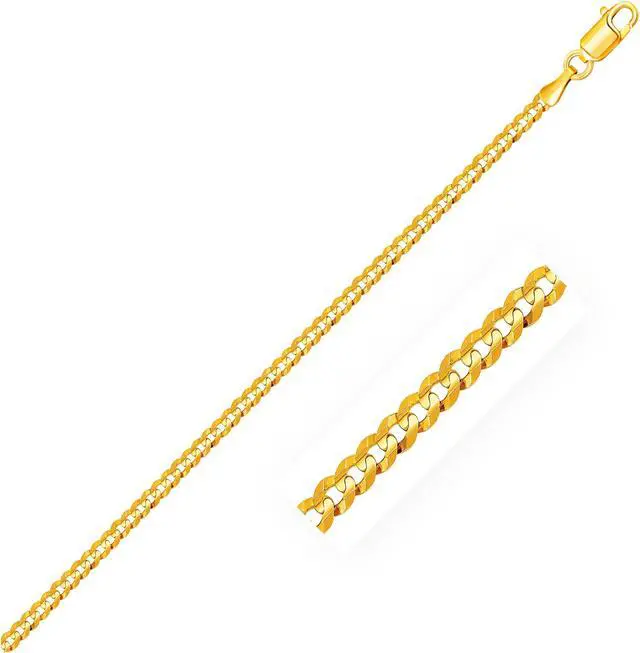 Main image of 2.5mm 14k Yellow Gold Curb Link Anklet