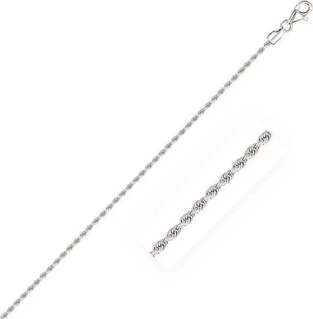 Main image of 2.0mm 14k White Gold Diamond Cut Rope Anklet