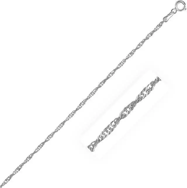 Main image of 10k White Gold Singapore Anklet 1.7mm