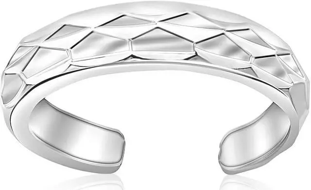 Main image of Sterling Silver Rhodium Plated Diamond Cut Open Style Toe Ring