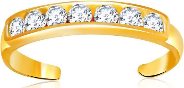 Main image of 14k Yellow Gold Pave Set Cubic Zirconia Toe Ring