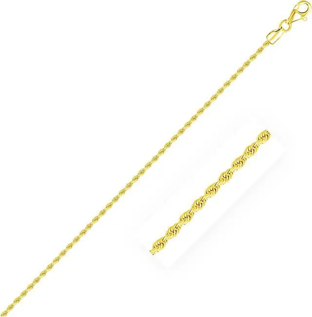 Main image of 2.0mm 10k Yellow Gold Diamond Cut Rope Anklet