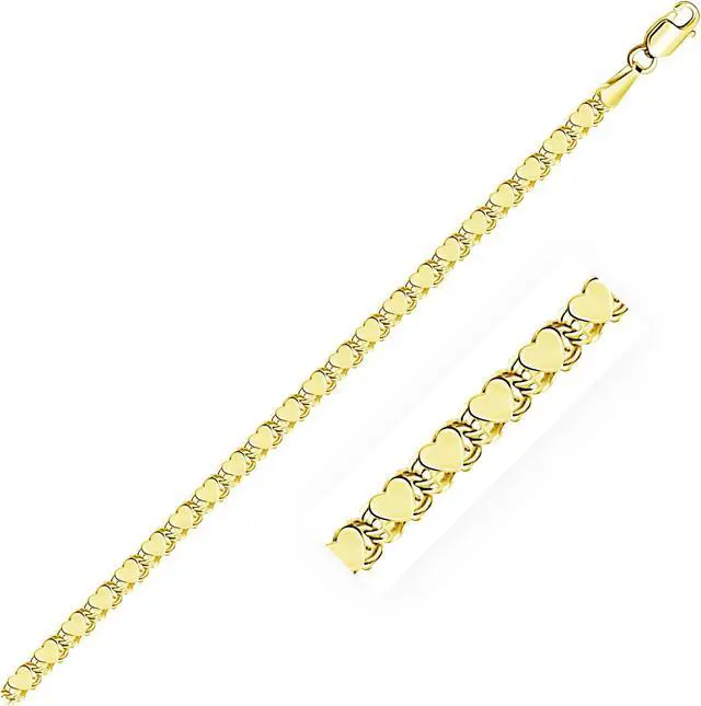 Main image of 2.9mm 14k Yellow Gold Heart Anklet