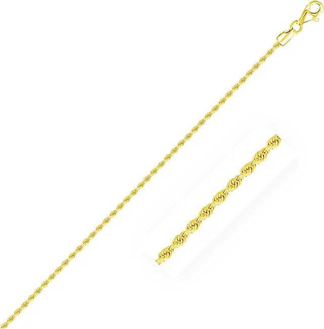Main image of 2.0mm 14k Yellow Gold Diamond Cut Rope Anklet