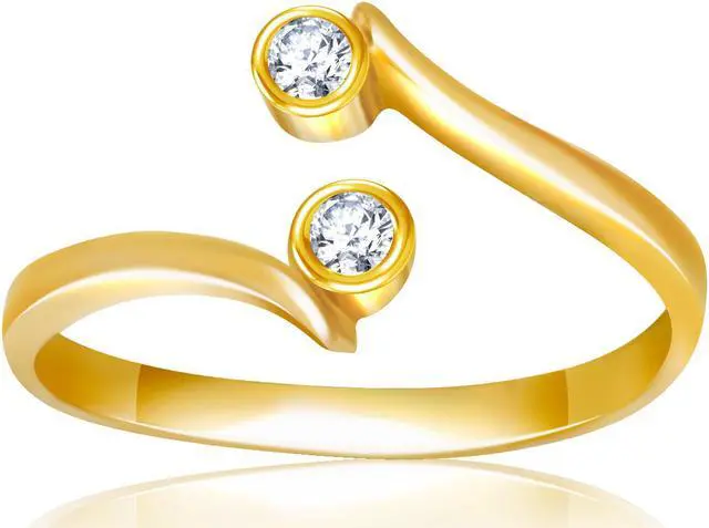 Main image of 14k Yellow Gold Cubic Zirconia Accented Curve Ended Toe Ring