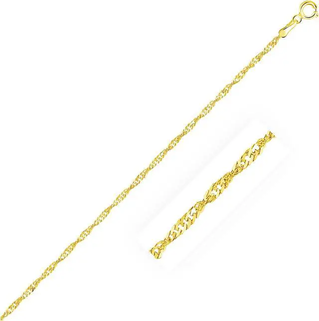 Main image of 10k Yellow Gold Singapore Anklet 1.7mm