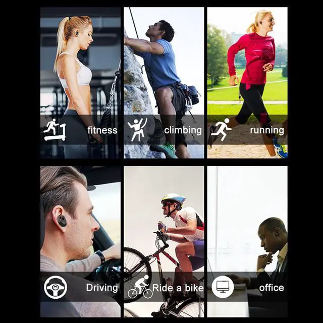 Alt view image 4 of 6 - Arbily Wireless Bluetooth Earbuds, Bluetooth Earphones with Mic, Sport HD Stereo IPX6 Waterproof Air Bud Wireless Noise Canceling Workout Sports Earbuds