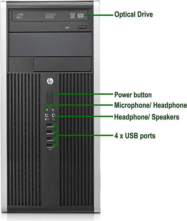 Alt view image 2 of 6 - HP Elite 8300 Tower Computer Desktop PC, Intel Core i5 3.20GHz Processor, 8GB Ram, 128GB M.2 SSD, 2TB Hard Drive, Wireless Keyboard & Mouse, Wifi | Bluetooth, DVD Drive, Windows 10 (Renewed)