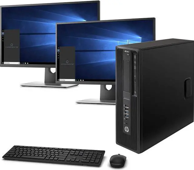 Main image of HP Z240 SFF Computer PC, Intel Core i5 6500 Processor, 16GB DDR4 Ram, 512GB NVMe SSD, Wifi | Bluetooth, DVD, Wireless KeyBoard & Mouse, New Dual 23.8" Monitor, Win 10 Pro (Renewed)