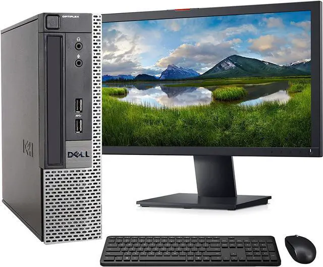 Main image of Dell OptiPlex 7010 USFF Computer Desktop PC, Intel i5 3.20GHz, 8GB Ram, 120GB SSD Drive + 500GB HDD, WiFi & 16GB Flash Drive, Wireless Keyboard and Mouse, 24" FHD LED Monitor, Win 10 Pro (Renewed)