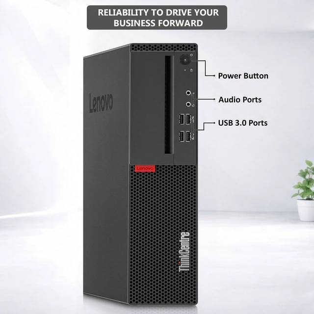 Alt view image 2 of 7 - Lenovo ThinkCentre SFF Desktop PC, Intel Core i5-7500, 24" Full HD Monitor, 16GB DDR4 RAM, 512GB SSD, Webcam, Built in Wi-Fi, Wireless Keyboard & Mouse, Windows 11 Pro