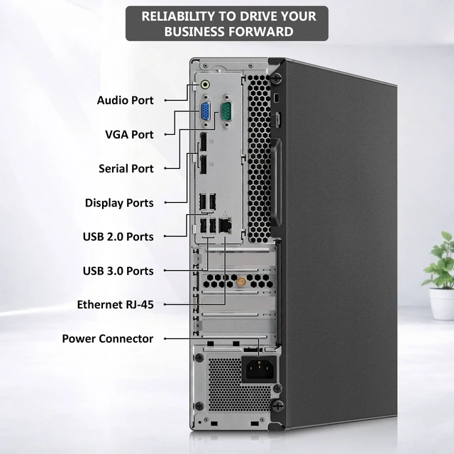 Alt view image 4 of 7 - Lenovo ThinkCentre SFF Desktop PC, Intel Core i5-7500, 24" Full HD Monitor, 16GB DDR4 RAM, 512GB SSD, Webcam, Built in Wi-Fi, Wireless Keyboard & Mouse, Windows 11 Pro