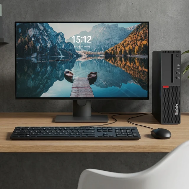 Alt view image 5 of 7 - Lenovo ThinkCentre SFF Desktop PC, Intel Core i5-7500, 24" Full HD Monitor, 16GB DDR4 RAM, 512GB SSD, Webcam, Built in Wi-Fi, Wireless Keyboard & Mouse, Windows 11 Pro