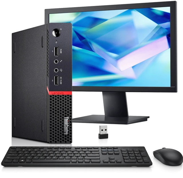Main image of Lenovo ThinkCentre M715q Tiny, AMD PRO A10-9700E | 19 LED, 8GB DDR4 Memory, 256GB SSD Storage | Wi-Fi, Wireless Keyboard & Mouse, Win 11 Pro | Mini Desktop PC