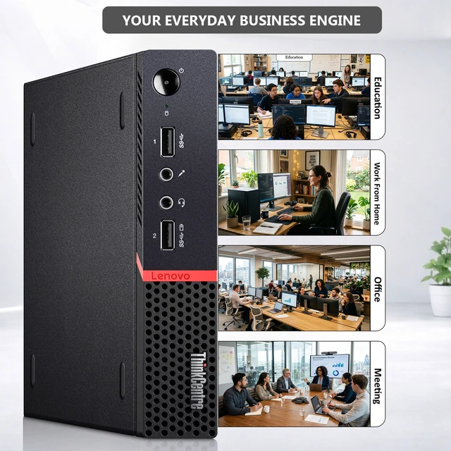 Alt view image 7 of 7 - Lenovo ThinkCentre Tiny M715q AMD PRO A10-9700E (3.0), New 22" Monitor, 8GB DDR4 Memory, 256GB SSD Storage Wi-Fi, Wireless Keyboard & Mouse, Windows 11 Pro, Desktop PC