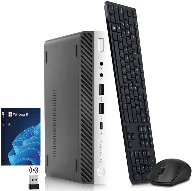 Main image of HP EliteDesk G4 705 Mini AMD Ryzen 5 PRO 2400GE (3.2 GHz), 8GB DDR4 Memory, 256GB SSD Storage Wi-Fi, Wireless Keyboard & Mouse, Windows 11 Pro, Desktop PC