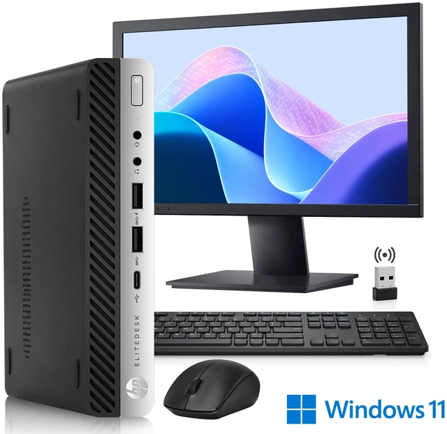 Main image of HP EliteDesk G4 705 Mini, AMD Ryzen 5 PRO 2400GE | 19 LED, 8GB DDR4 Memory, 128GB SSD Storage | Wi-Fi, Wireless Keyboard & Mouse, Win 11 Pro | Tiny Desktop PC
