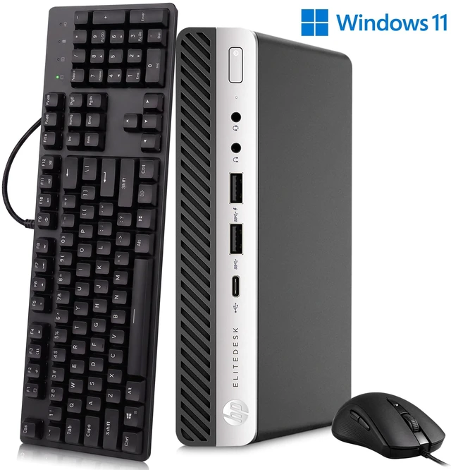 Main image of HP EliteDesk G4 705 Mini Desktop | AMD Ryzen 5 PRO 2400GE 8GB DDR4 RAM, 128GB SSD Storage | Wi-Fi, Keyboard & Mouse, Windows 11 Pro | Home PC
