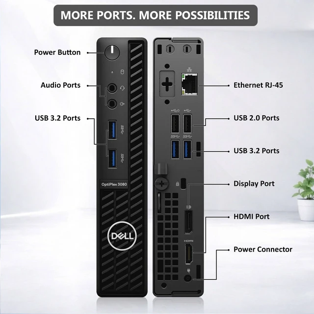 Alt view image 6 of 7 - Dell OptiPlex Micro Desktop PC 10th Gen Intel Core i5 Processor | New 24" Full HD LED, 512GB SSD, 16GB DDR4 Memory Wireless Keyboard & Mouse, Windows 11 Pro,