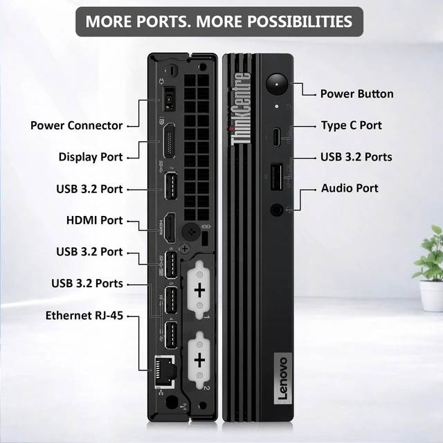 Alt view image 3 of 6 - Lenovo M80q Tiny PC Intel Core i5-10500T (2.3GHz), 16GB DDR4 Memory, 512GB SSD Storage Wi-Fi, Wireless KB & Mouse, Windows 11 Pro, Business Desktop