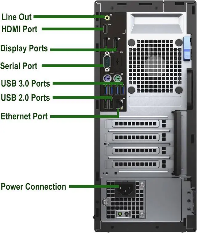 Alt view image 14 of 15 - Dell Optiplex 7040 Tower, Quad Core I5-6500 CPU 3.20GHZ, 4K UHD 3-Monitor Support, 2x Display Port, HDMI, 8GB, 250GB, Windows 10 Pro