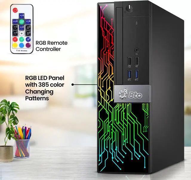 Alt view image 2 of 7 - BTO RGB Gaming Desktop Computer PC, Intel Core i5 7th Gen, 16GB DDR4 Ram, 128GB SSD + 1TB HDD, NVIDIA GeForce GT 1030 GDDR5, HDMI, RGB Keyboard & Mouse, WiFi, Windows 10 Pro (Refurbished)