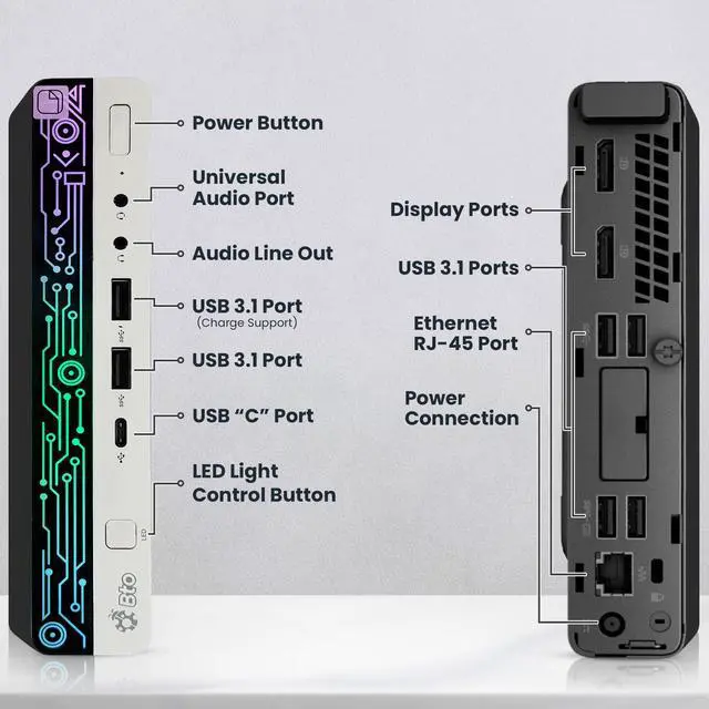 Alt view image 2 of 7 - HP G4 Desktop Computer Mini PC Intel Hexa Core i5-8500 32GB RAM 1 TB NVMe SSD, RGB Keyboard & Mouse, BTO Wi-Fi Windows 11 Pro (Renewed)