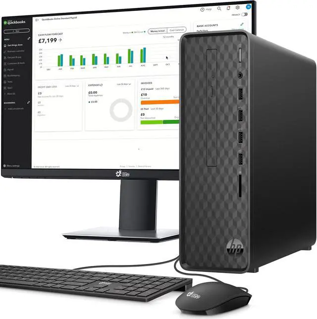 Main image of HP S01 SFF Computer PC Intel Pentium J5040 16GB Ram 1TB SSD 22" LED Screen, Bto Keyboard & Mouse Wi-Fi Windows 11 Pro (Renewed)