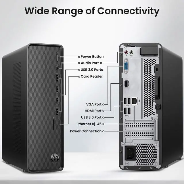 Alt view image 2 of 7 - HP S01 SFF Computer PC Intel Pentium J5040 16GB Ram 1TB SSD 22" LED Screen, Bto Keyboard & Mouse Wi-Fi Windows 11 Pro (Renewed)