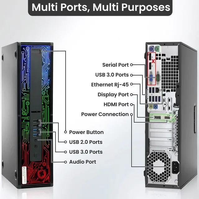 Alt view image 2 of 7 - HP ProDesk RGB Gaming PC i5-6500 16GB 256GB SSD 2TB HDD, 24" LED Monitor Screen, Nvidia GT 1030 BTO RGB Keyboard & Mouse, Windows 10 Professional (Renewed)