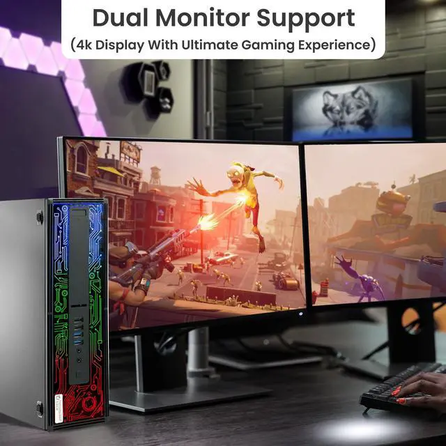 Alt view image 4 of 7 - HP ProDesk RGB Gaming PC i5-6500 16GB Ram, 512GB SSD, 24" LED Monitor Screen, NVIDIA GeForce GT 1030, BTO RGB Keyboard & Mouse, Windows 10 Professional (Renewed)