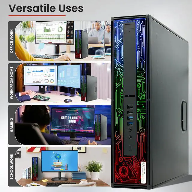 Alt view image 3 of 7 - HP ProDesk RGB Gaming PC i5-6500 16GB Ram, 512GB SSD, 24" LED Monitor Screen, NVIDIA GeForce GT 1030, BTO RGB Keyboard & Mouse, Windows 10 Professional (Renewed)