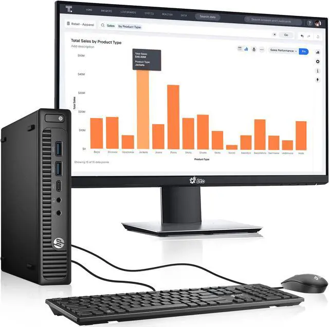 Main image of HP ProDesk 600 G2 Tiny Desktop Computer PC, Intel Core i5-6500T, 16GB RAM, 1TB SSD, 24" LED Monitor, BTO Wi-Fi, Windows 10 Professional (Renewed)