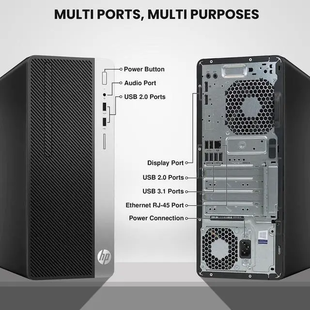 Alt view image 2 of 7 - HP G4 Desktop Tower Computer PC Intel Hexa Core i5-8500 upto 4.10GHz 64GB Ram 1TB SSD 1TB HDD Built-in Wi-Fi, Bto Keyboard & Mouse, Windows 11 Professional (Renewed)