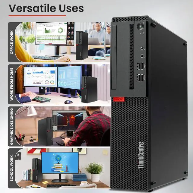 Alt view image 5 of 7 - Lenovo ThinkCentre SFF Desktop Computer PC Intel Core i3-6100, upto 3.70GHz, 32GB DDR4 Ram, 1TB SSD + 1TB HDD , BTO Keyboard & Mouse, 24" LED Screen, Built-in Wi-Fi, Windows 11 Pro (Renewed)