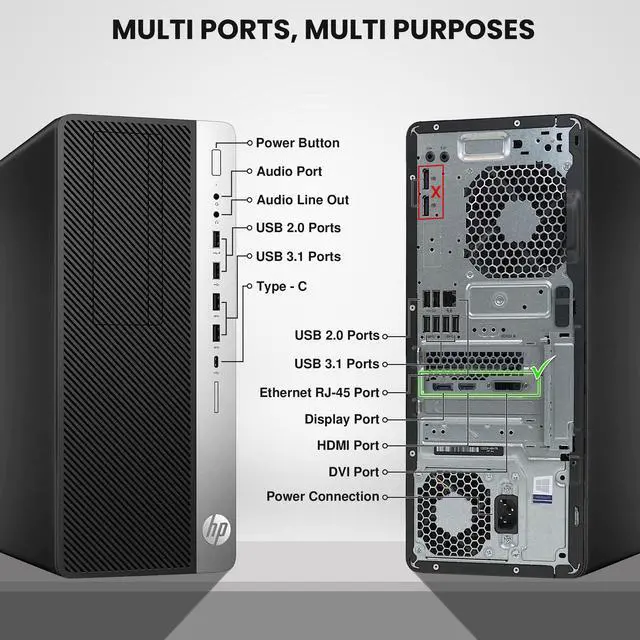 Alt view image 2 of 7 - HP G4 Gaming Tower Desktop Computer PC Intel i5-8500 up to 4.10Ghz, 16GB DDR4 Ram, 256GB SSD 1TB HDD, AMD Radeon RX 550, Bto Keyboard & Mouse, Wi-Fi, Windows 11 Professional (Renewed)