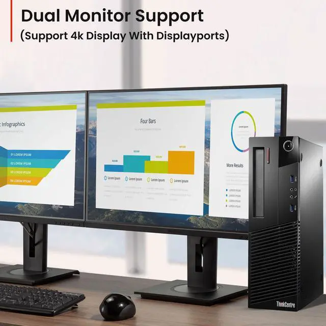 Alt view image 5 of 7 - Lenovo ThinkCentre M83/M93 Desktop Computer PC Intel Quad Core i5-4570 upto 3.60GHz, 16GB DDR3 Ram, 512GB SSD, 24 in LED Monitor, Wi-Fi, BTO Keyboard & Mouse, Windows 10 Pro (Renewed)