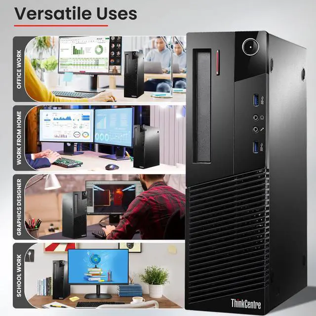 Alt view image 4 of 7 - Lenovo ThinkCentre M83/M93 Desktop Computer PC Intel Quad Core i5-4570 upto 3.60GHz, 16GB DDR3 Ram, 512GB SSD, 24 in LED Monitor, Wi-Fi, BTO Keyboard & Mouse, Windows 10 Pro (Renewed)