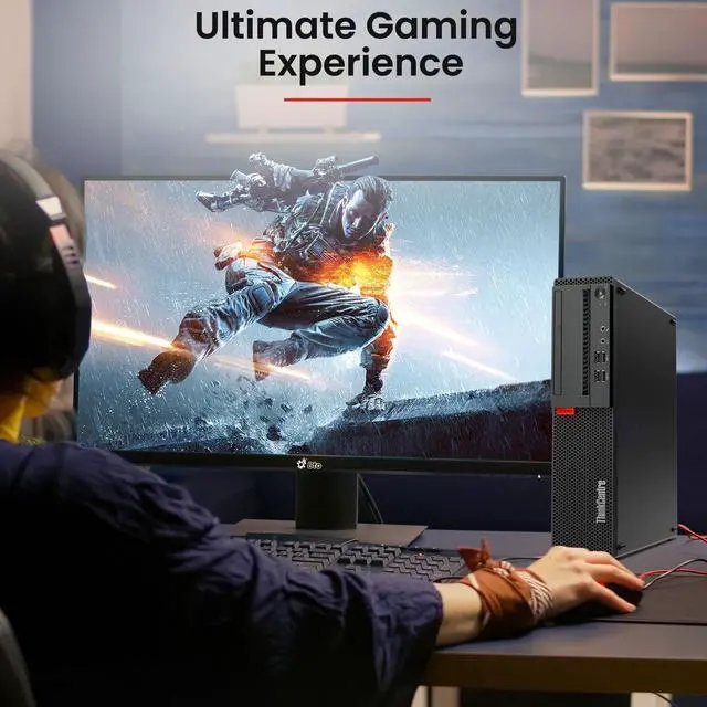 Alt view image 5 of 7 - Lenovo M910 Gaming Desktop Computer PC, Intel Quad Core i5-7500 upto 3.80GHz, 16GB DDR4 Ram, 512GB SSD, 22in LED, Wi-Fi, AMD Radeon RX 550, BTO RGB Keyboard & Mouse, Win 10 Pro (Renewed)