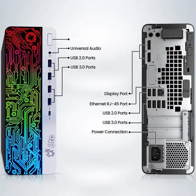 Alt view image 2 of 7 - HP RGB 800 G3 Gaming Desktop Computer PC, Intel Quad Core i5-6500 upto 3.60GHz, 16GB DDR4 Ram, 256GB SSD+ 1TB HDD, NVIDIA GT 1030, BTO RGB Keyboard & Mouse, Windows 11 Professional (Renewed)