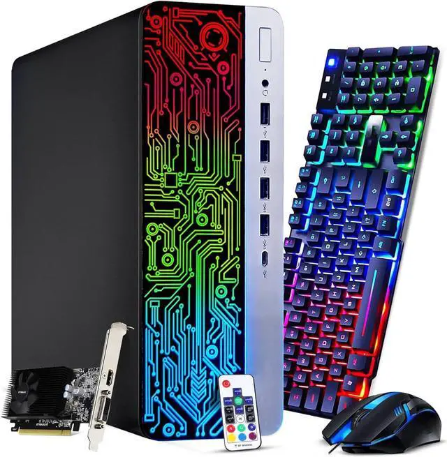 Main image of HP RGB 800 G3 Gaming Desktop Computer PC, Intel Quad Core i5-6500 upto 3.60GHz, 16GB DDR4 Ram, 256GB SSD+ 1TB HDD, NVIDIA GT 1030, BTO RGB Keyboard & Mouse, Windows 11 Professional (Renewed)