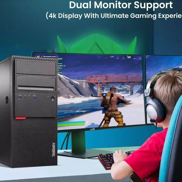 Alt view image 6 of 7 - Lenovo ThinkCentre M700 Tower Desktop Gaming PC Intel Quad Core i5-6500 16GB DDR4 Ram 1TB SSD BTO RGB Keyboard & Mouse, Nvidia GTX 1660s 6gb DDR6, Window 11 Professional (Renewed)