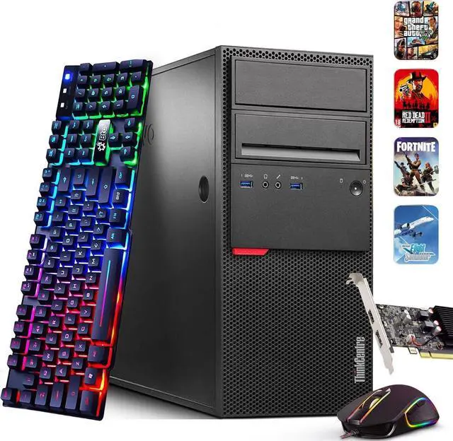 Main image of Lenovo ThinkCentre M700 Tower Desktop Gaming PC Intel Quad Core i5-6500 16GB DDR4 Ram 1TB SSD BTO RGB Keyboard & Mouse, Nvidia GTX 1660s 6gb DDR6, Window 11 Professional (Renewed)