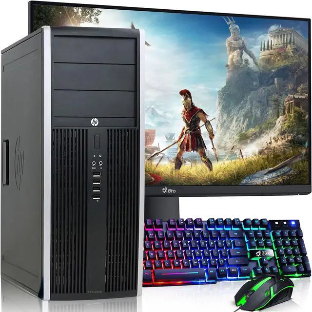 Main image of HP Compaq Pro/Elite Tower Gaming PC Intel Quad Core i5-3470 16GB DDR3 Ram, 1TB SSD 24" LED Monitor, BTO RGB Keyboard & Mouse, Nvidia GTX 1660s 6gb DDR6, Window 10 Professional (Renewed)