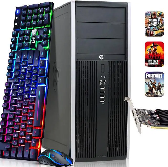 Main image of HP Compaq Pro/EliteTower Gaming PC Desktop Intel Quad Core i5-3470 16GB DDR3 Ram, 1TB SSD, BTO RGB Keyboard & Mouse, Nvidia GTX 1660s 6gb DDR6, Window 10 Professional (Renewed)