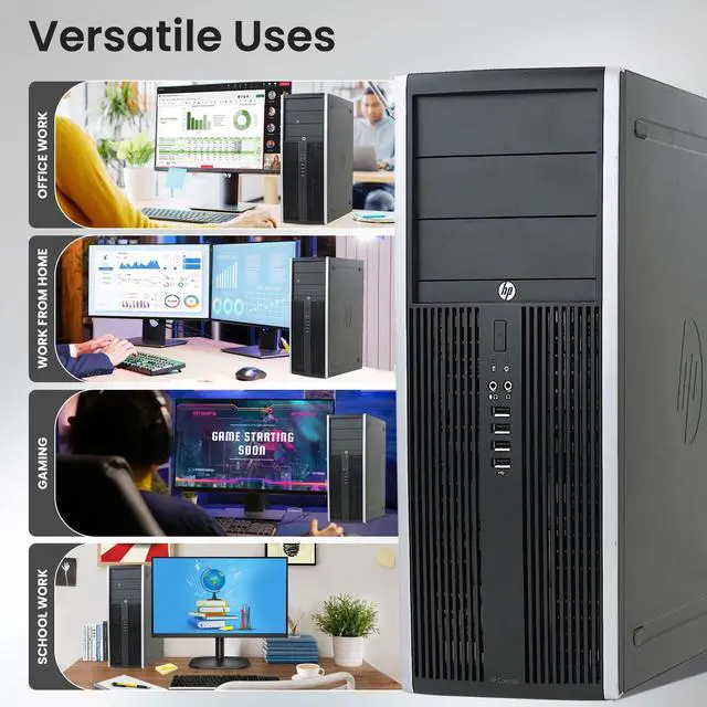 Alt view image 3 of 7 - HP Compaq Pro/EliteTower Gaming PC Desktop Intel Quad Core i5-3470 16GB DDR3 Ram, 1TB SSD, BTO RGB Keyboard & Mouse, Nvidia GTX 1660s 6gb DDR6, Window 10 Professional (Renewed)