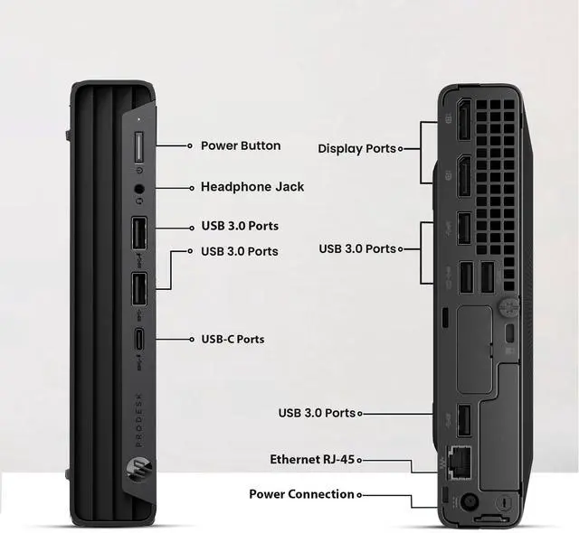 Alt view image 3 of 7 - HP EliteDesk 800 G6 Tiny Desktop Mini PC Intel Hexa Core i5-10500T 10th Gen. Processor up to 3.80 GHz, 32GB DDR4 Ram, 1TB SSD,24 Inch Monitor, Wireless Keyboard & Mouse, Built-in Wi-Fi, Windows 11 Pro