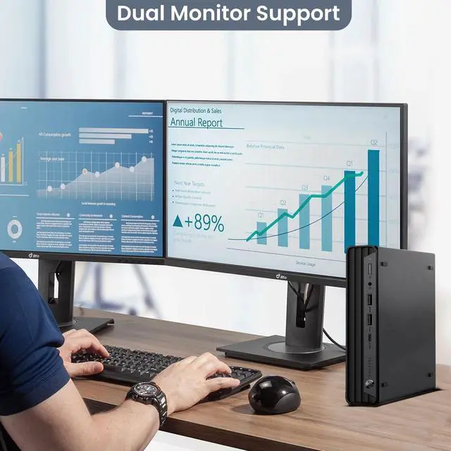 Alt view image 6 of 7 - HP EliteDesk 800 G6 Tiny Desktop Mini PC Intel Hexa Core i5-10500T 10th Gen. Processor up to 3.80 GHz, 32GB DDR4 Ram, 1TB SSD,24 Inch Monitor, Wireless Keyboard & Mouse, Built-in Wi-Fi, Windows 11 Pro