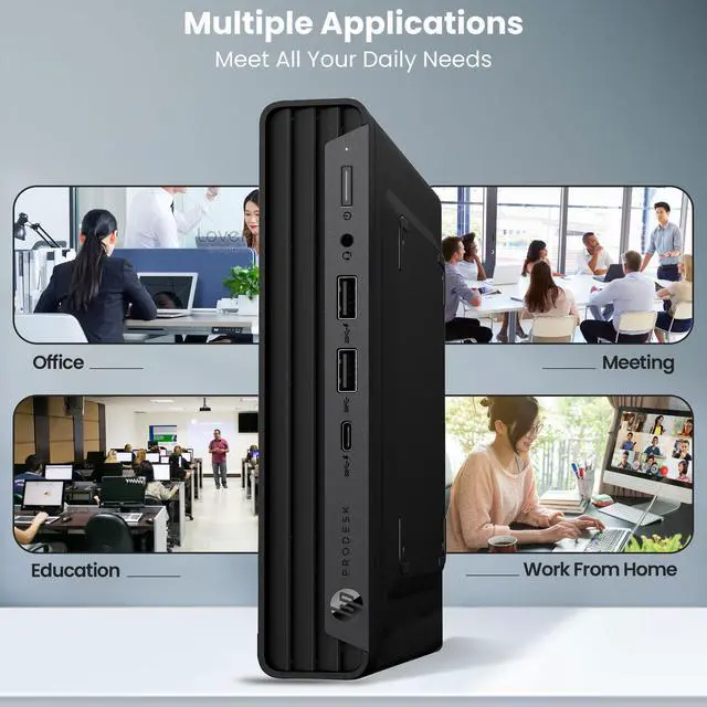 Alt view image 5 of 7 - HP EliteDesk 800 G6 Tiny Desktop Mini PC Intel Hexa Core i5-10500T 10th Gen. Processor up to 3.80 GHz, 32GB DDR4 Ram, 1TB SSD,24 Inch Monitor, Wireless Keyboard & Mouse, Built-in Wi-Fi, Windows 11 Pro